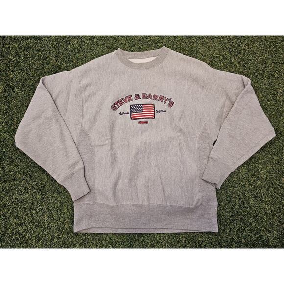 Steve And Barry's Vintage Adult Small Medium Gray Crewneck USA Flag Y2K - Picture 1 of 6